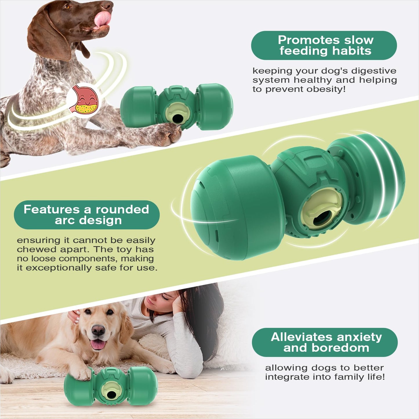 KADTC Extra-Large Dog Treat Dispenser Toy Rolling Giggling Indestructible Durable Bone Puzzle Feeder Toys Adjustable Food Dispensing Speed for Medium/Large/Extra-Large Dogs Aggressive Chewers