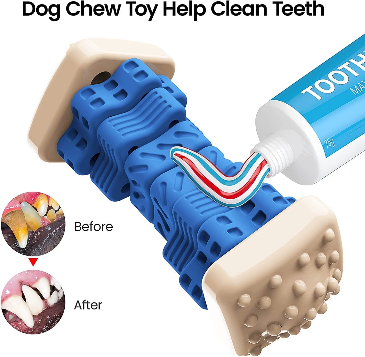 AOZOOM Indestructible Dog Toys for Aggressive Chewers, Tough Dog Chew Toys, Cognitive Dog Toys with Beef Flavor, Enrichment Toys for Dogs for Large Medium Small Dogs