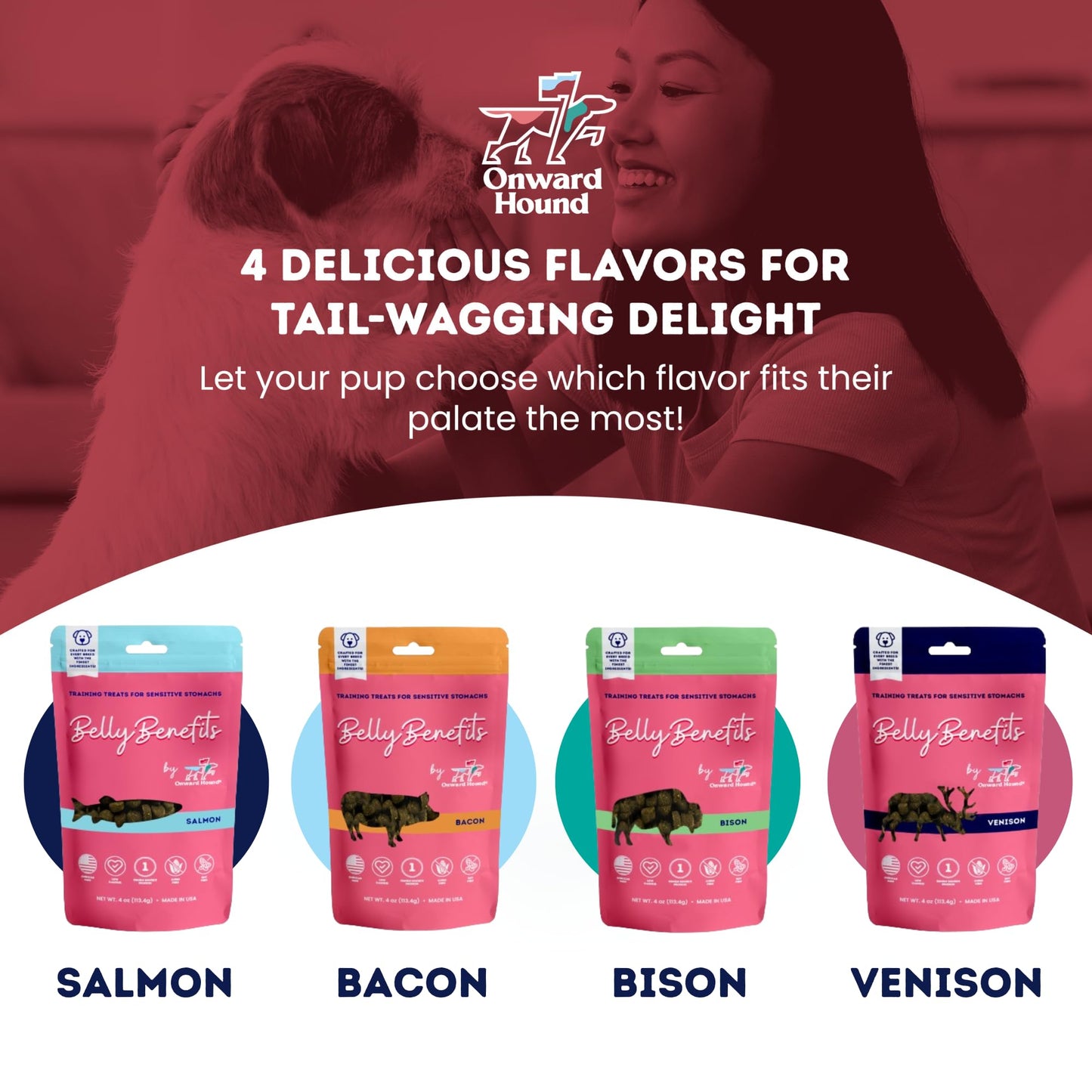 Onward Hound Training Treats for Dogs - Soft Bison - Low Calorie Dog Training Treats for Sensitive Stomachs with Single Source Premium Protein, Corn Free, & Soy Free Formula - 10 oz