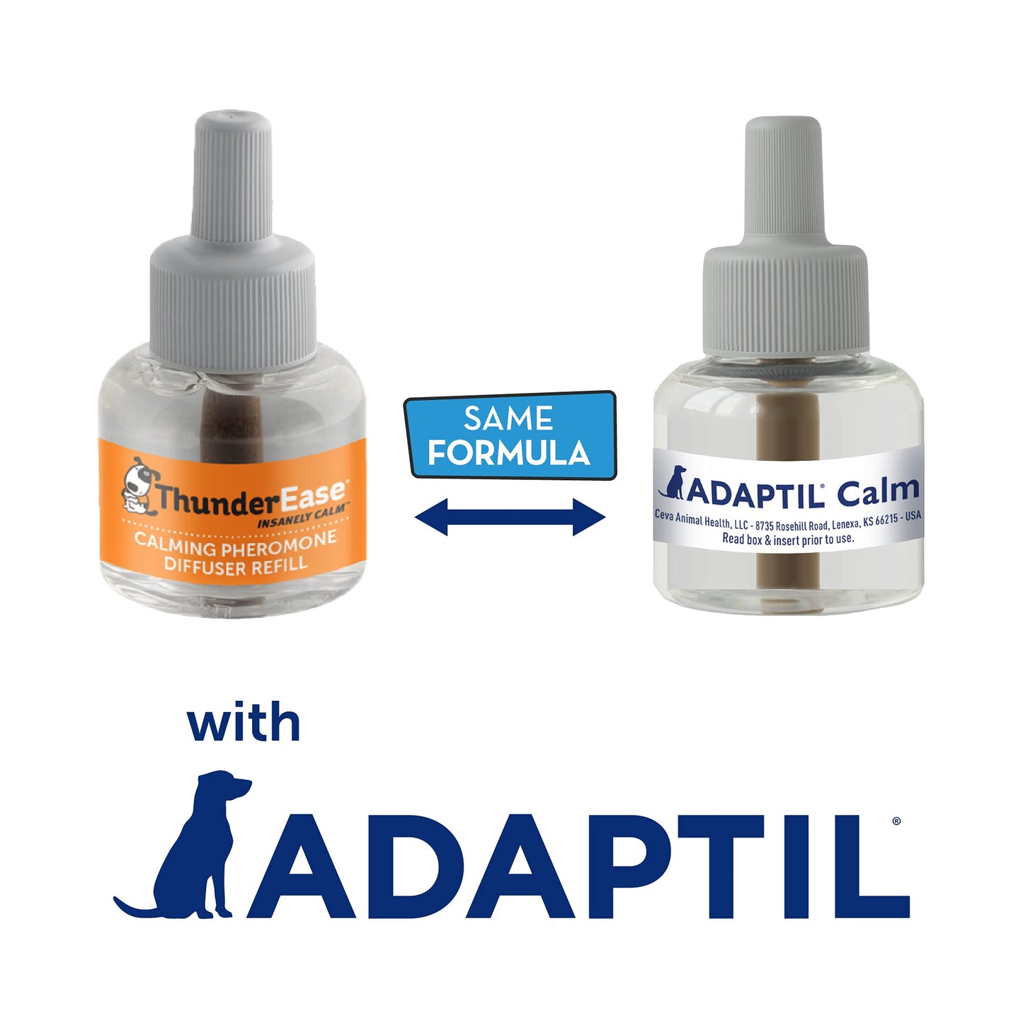 ThunderEase Dog Calming Pheromone Diffuser Refill | Powered by ADAPTIL | Vet Recommended to Relieve Separation Anxiety, Stress Barking and Chewing, and The Fear of Fireworks and Thunderstorms (30 Day