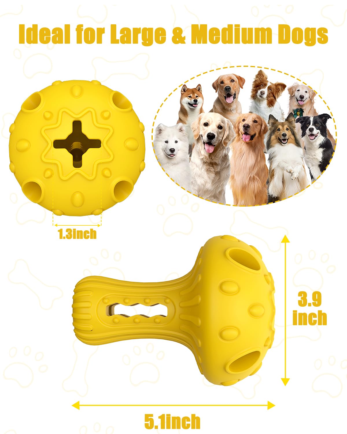 Dog Chew Toys for Aggressive Chewers, Rubber Treat Dispensing Stimulation Toy to Keep Them Busy, Durable Interactive Enrichment Puzzle Toy for Medium Large Breed Dogs