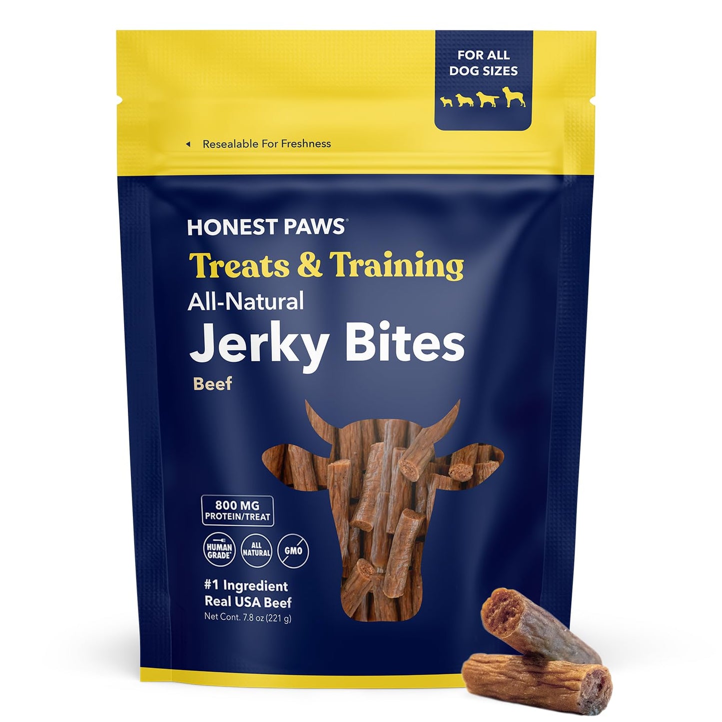 Honest Paws Dog Jerky Treats - All-Natural Jerky Dog Treats for Training Pets - Human Grade Bites - Real USA Beef