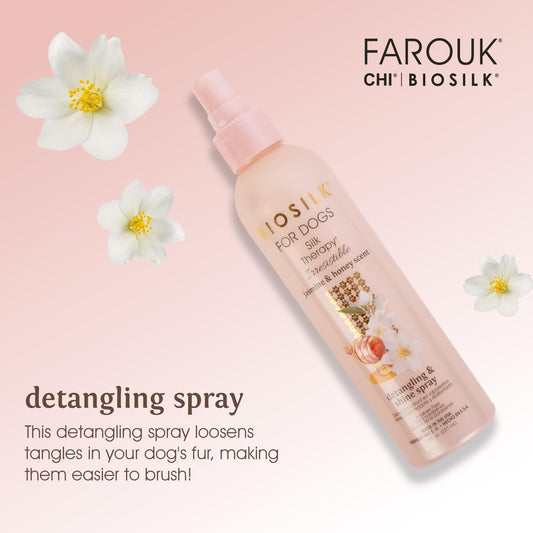 BioSilk for Dogs Silk Therapy Irresistible Detangling and Shine Spray, Scented, Jasmine and Honey Scent, Paraben Free, Made in The USA, 8 FL Ounces