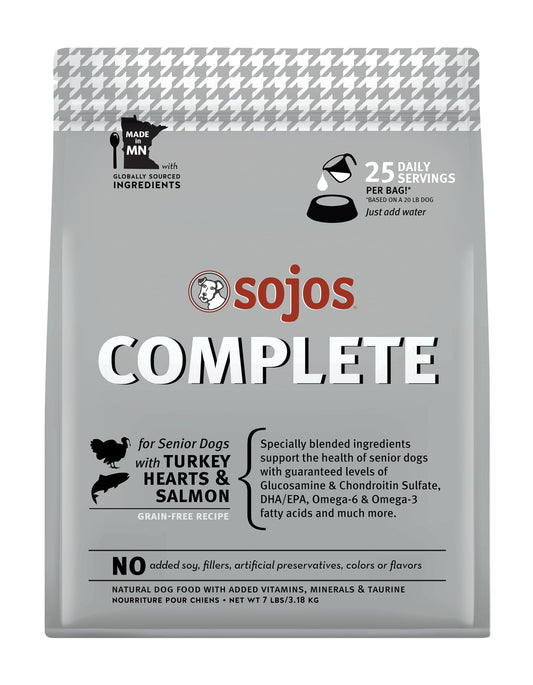 SOJOS Complete Turkey & Salmon Recipe Dehydrated Senior Dog Food, 7 lb, Gray