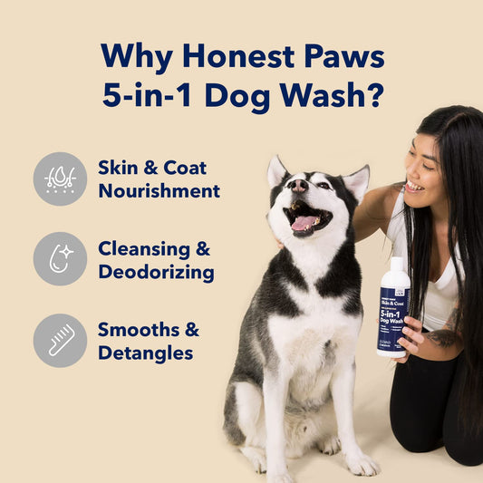 Honest Paws Dog Shampoo and Conditioner - Plant Based, All Natural & Dog Digestive and Immunity Booster with Turkey Tail Mushroom Blend - Bundle