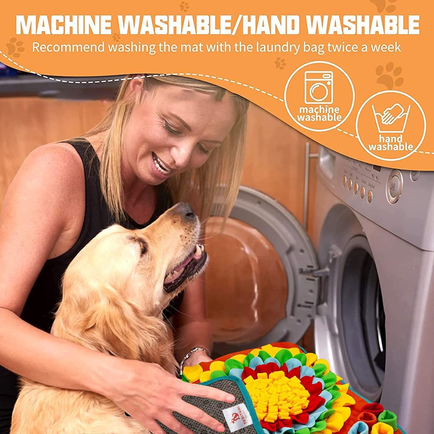 Tesitehi Snuffle Mat for Dogs, 25"x 25" Activity Feeding Mat for Small and Medium Pets, Interactive Feed Game for Boredom, Slow Feeder Puzzle Toys for Training and Brain Stimulating