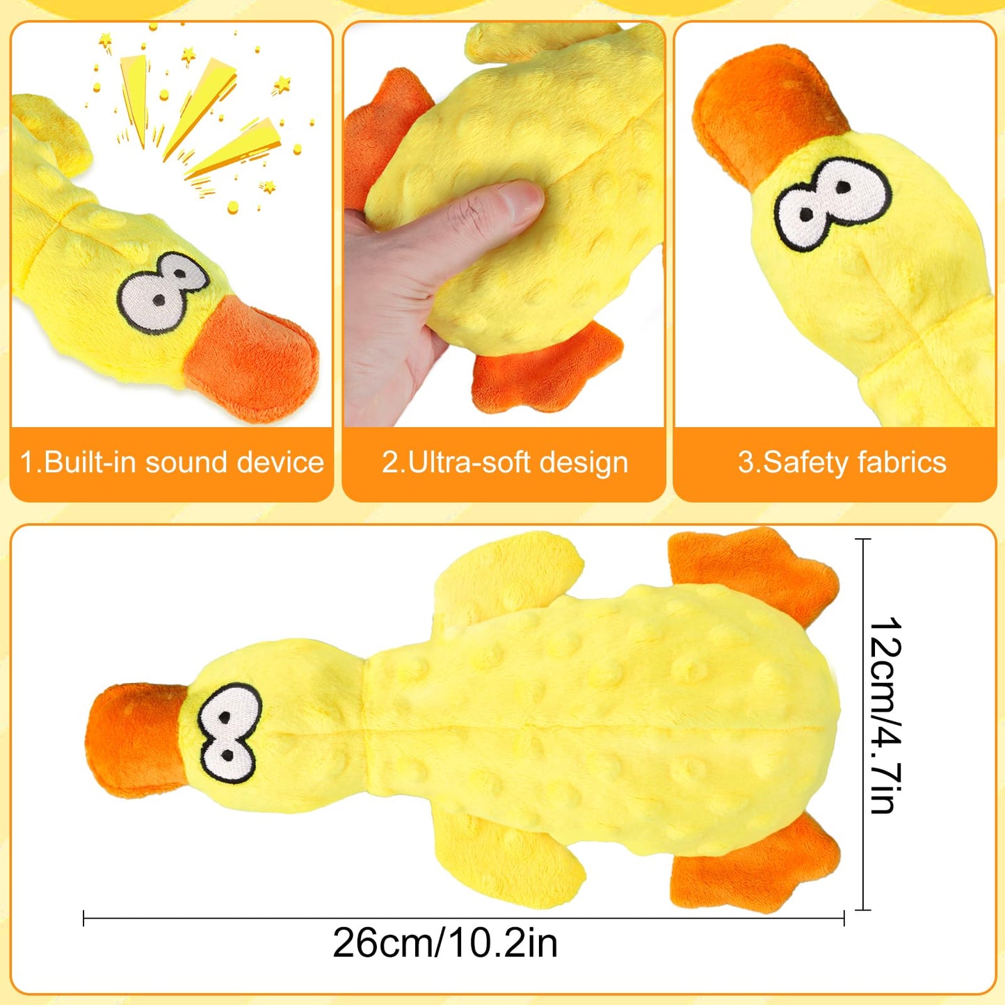 EZBNG 2025 New Calming Duck,Calming Duck Toy for Dogs Yellow Stuffed Ducks Dog Chew Toys, Calming Dog Toys for Indoor Dogs Puppy (Yellow)