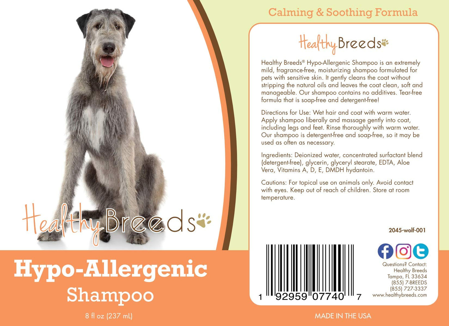 Healthy Breeds Irish Wolfhound Hypo-Allergenic Shampoo 8 oz