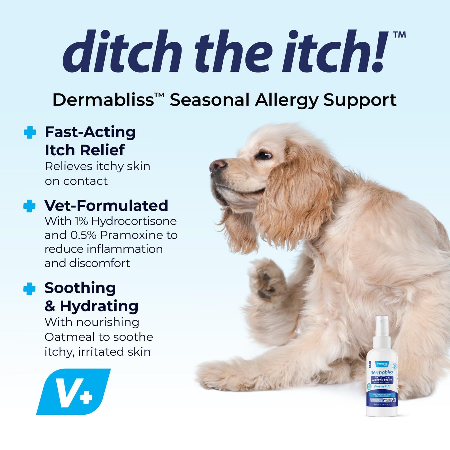 Vetnique Labs Dermabliss Anti-Itch & Allergy Relief Spray (4oz) and Glandex Anal Gland Support Chews 60 Count Bundle Vet-Strength Anal Gland Dog Treats, Hydrocortisone Spray Itch Relief for Dogs