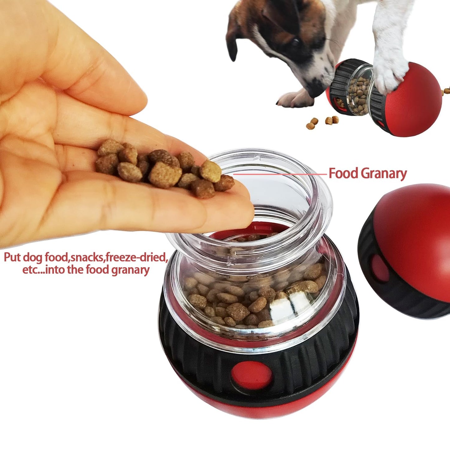 Meng Dog Food Puzzle Toys, Adjustable Dog Treat Dispensing Dogs Toys, Interactive Chase Slow Feeder for Boredom and Stimulating, IQ Training for Small Medium Dogs