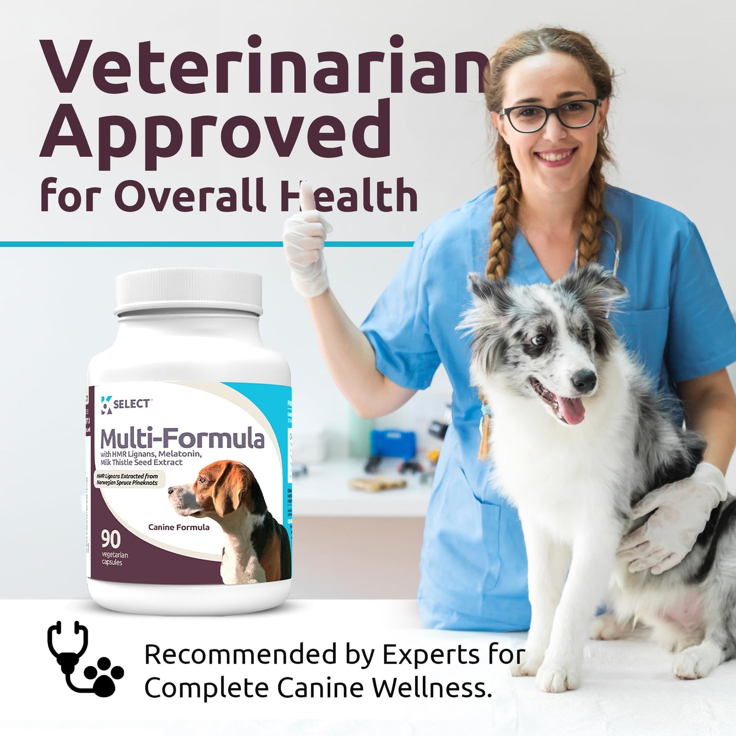 K9 Select Multi-Formula Dog Vitamins for Medium Dogs - 20mg HMR Lignans, 2mg Melatonin, 40mg Milk Thistle - Helps Heart, Liver, Digestion & Coat Health, Dog Multivitamin, 90 Capsules