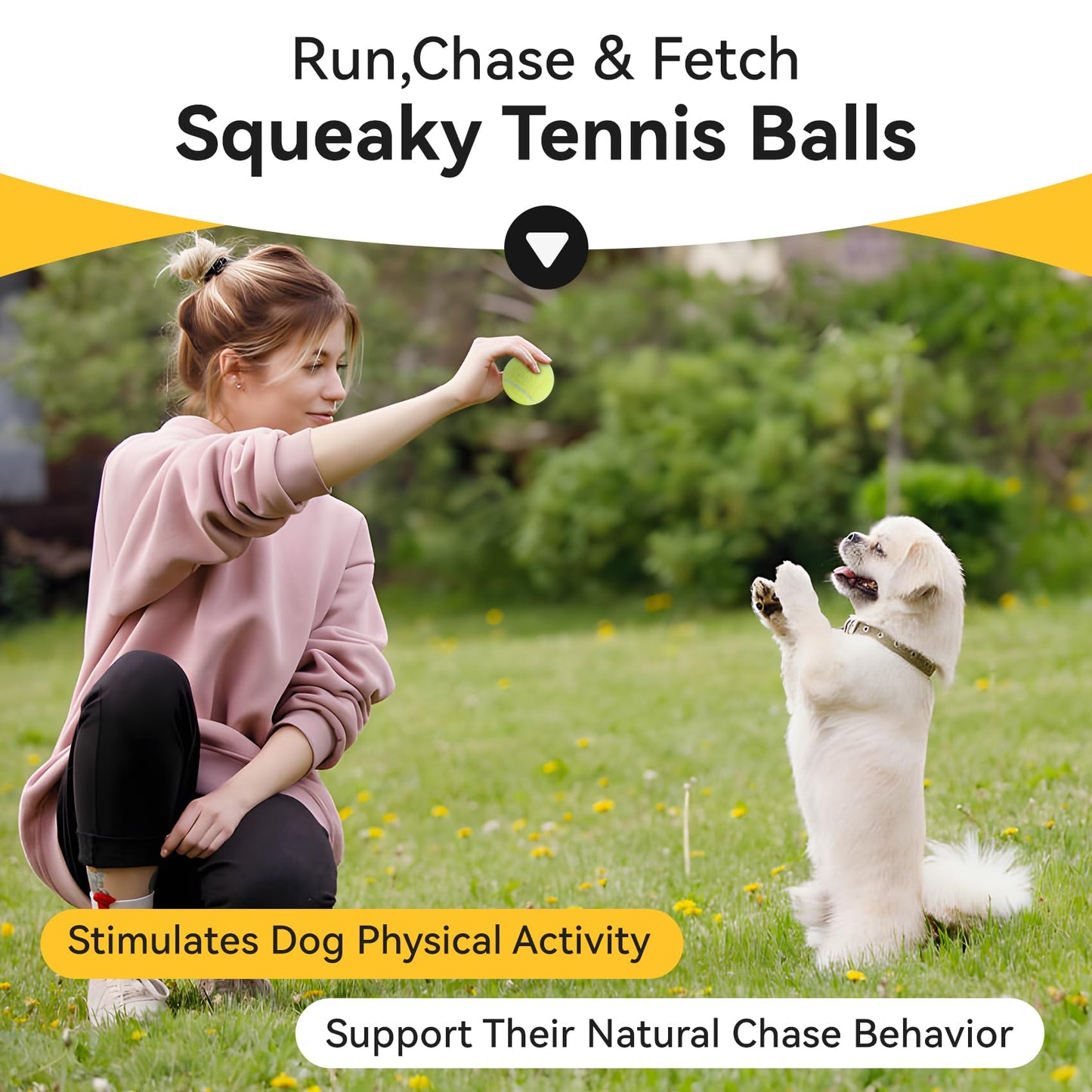 susu & wuwu 12 Pack Squeaky Balls for Small Dogs, 2 Inch Small Tennis Balls Interactive Fetch Dog Toy, Non-Toxic Durable Puppy Chew Toys for Teething, Training, Playing, Throwing