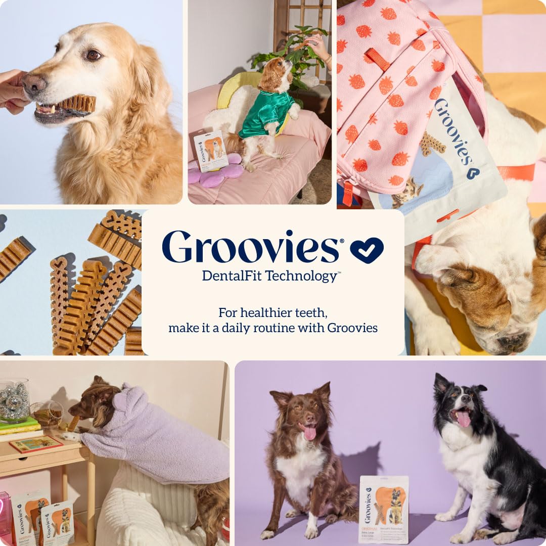 Groovies Original Dog Dental Chew Individually Wrapped Small (40 ea)