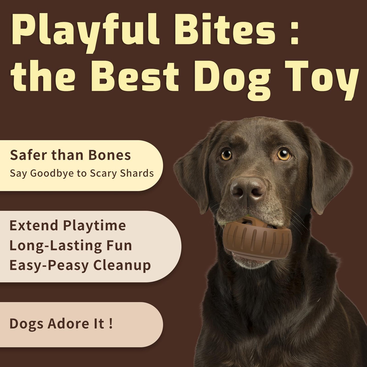 TAILGLEE Dog Toy, Compatible with Woof Pops, Medium Large Dogs Frozen Treat Toy Holder Treat Dispensing Dog Toy Dog Freezer Molds Fillable Rubber Dog Toys Long-Lasting, Brown