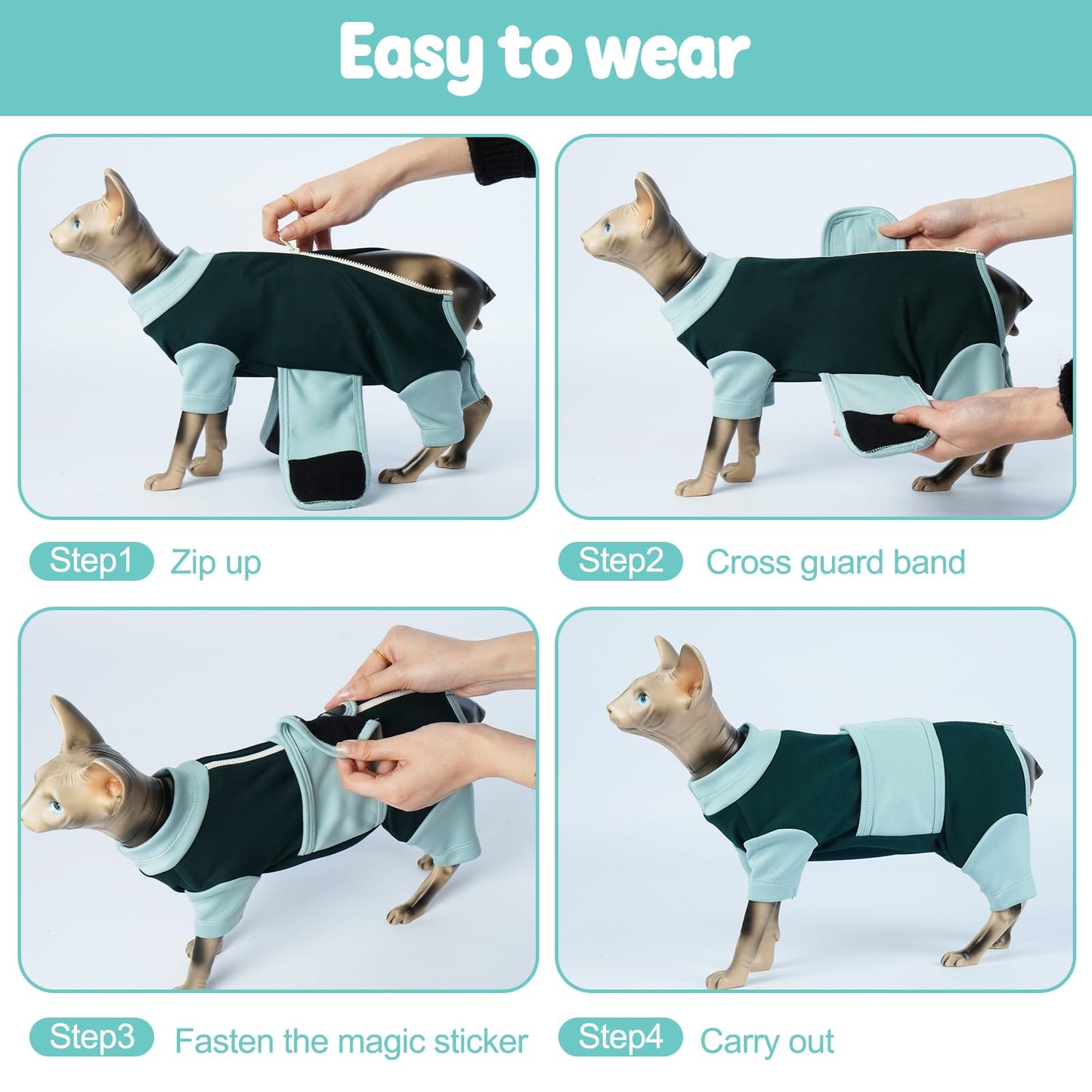 Cat Anxiety Jacket, Adjustable Cat Anxiety Suit with Zipper, Cats Anxiety Vest for Fireworks, Thunderstorm, Travel, Separation, Anxiety Calming Vest Wrap for Cats