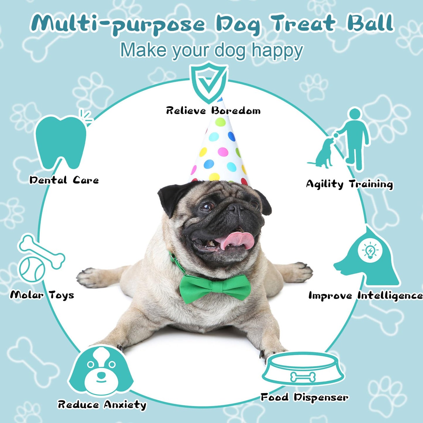 APODESS Dog Puzzle Ball Toy, Interactive Dog Toys Ball for Treat Dispensing, Dogs Treat Ball for Teeth Cleaning/Slow Feeder/IQ Training/Playing, TPU Chew Toys for Medium/Large Dogs