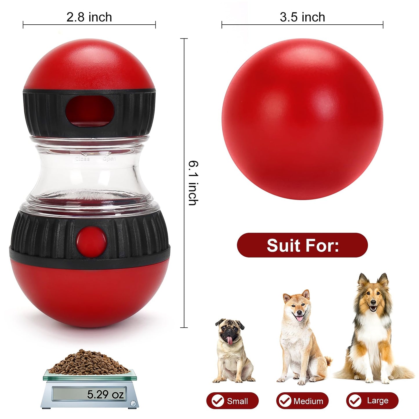 YECERCAN Dog Treat Toy, Interactive Treat Dispensing Dog Toys, Adjustable and Durable Dog Puzzle Toy for Small/Medium/Large Breed Dogs to Keep Them Busy