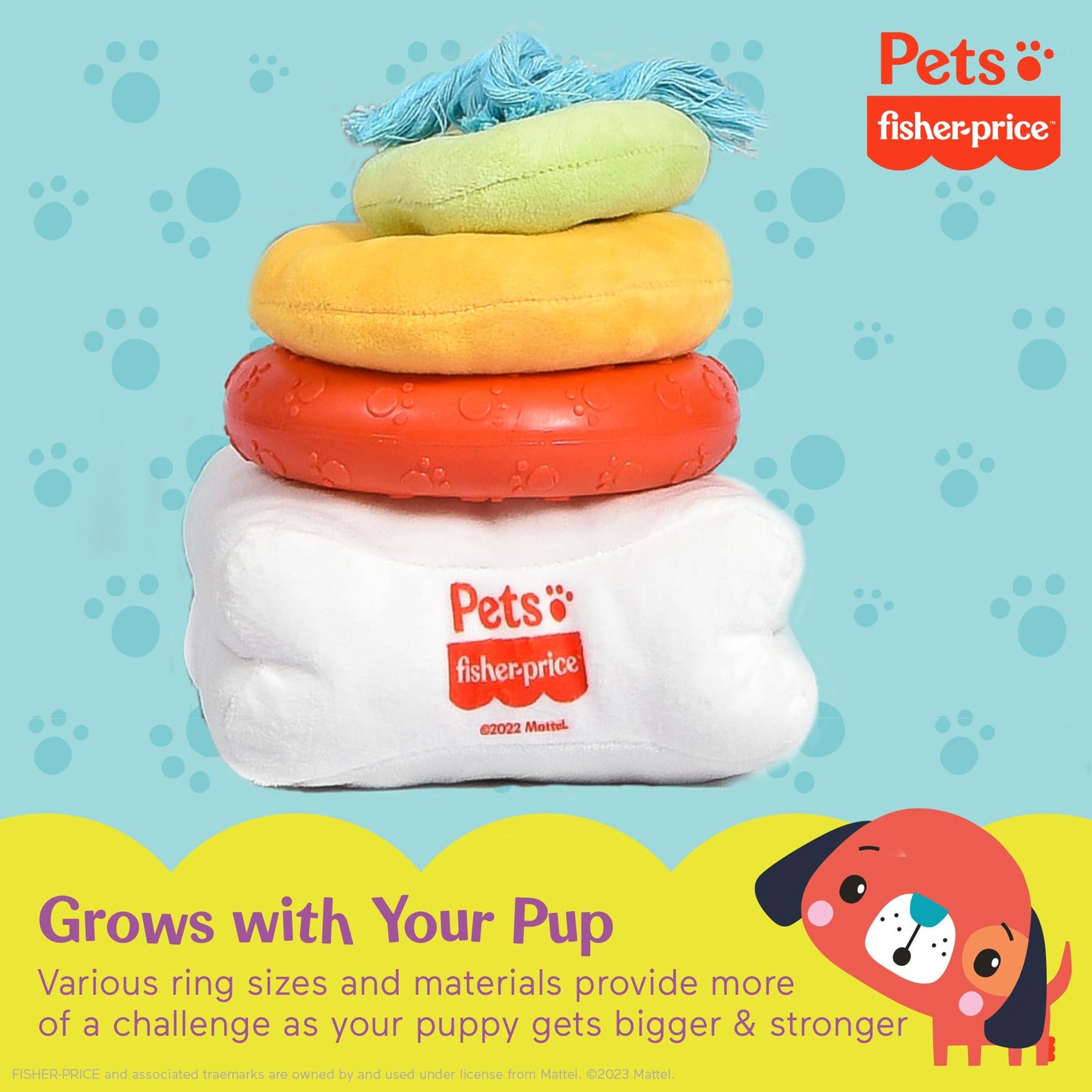 Fisher-Price for Pets Attack-A-Stack Chase & Toss Ring Stack Toy for Dogs and Puppies | Multifunctional Dog Toy for Mental Stimulation