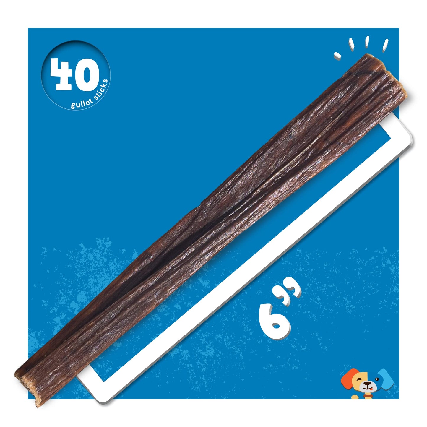 Jack&Pup 6-inch Gullet Sticks for Dogs – Odor Free Joint Health Support Dog Chews – Fresh and Savory Beef Gullet Sticks - Naturally Rich in Glucosamine and Chondroitin (40 Pack)