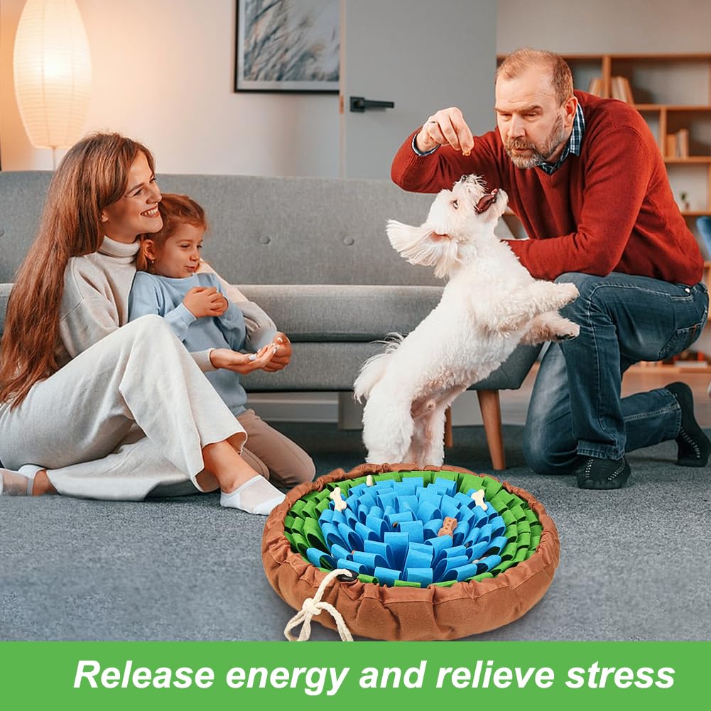 Vivifying Snuffle Mat for Dogs, Adjustable Sniff Mat for Slow Eating and Keep Busy, Interactive Enrichment Toys for Mental Stimulation (Blue&Green)