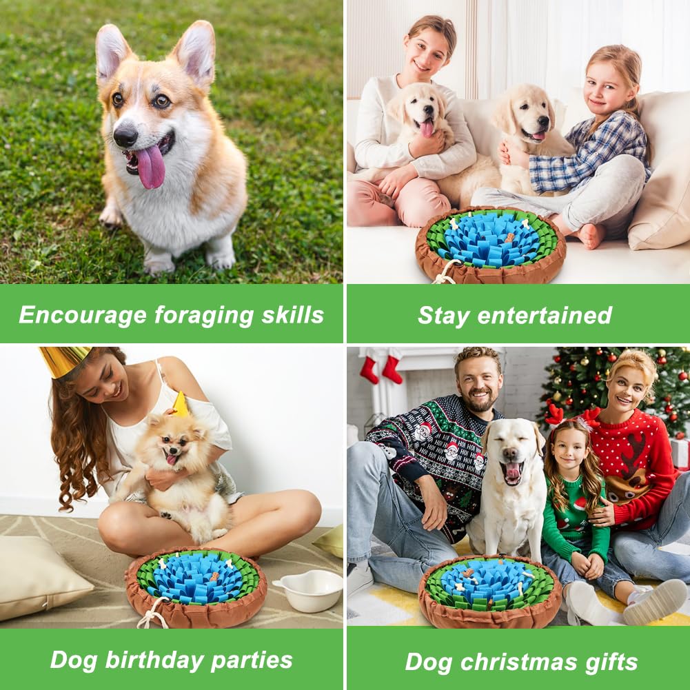 Vivifying Snuffle Mat for Dogs, Adjustable Sniff Mat for Slow Eating and Keep Busy, Interactive Enrichment Toys for Mental Stimulation (Blue&Green)