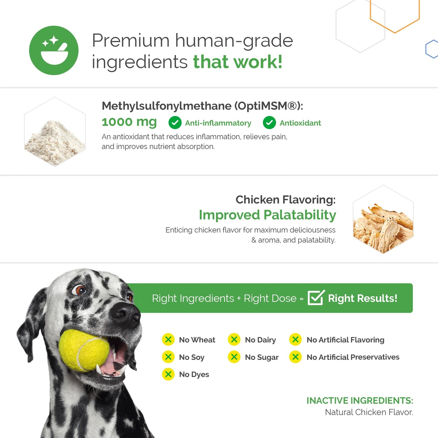 Joint Support Supplement for Dogs, Joint & Hip Support Supplement Tablets with MSM and Glucosamine Supports Dog Joint Pain Relief, Dog Mobility Support & Maintains Cartilage Health, Duck Flavor - 180P