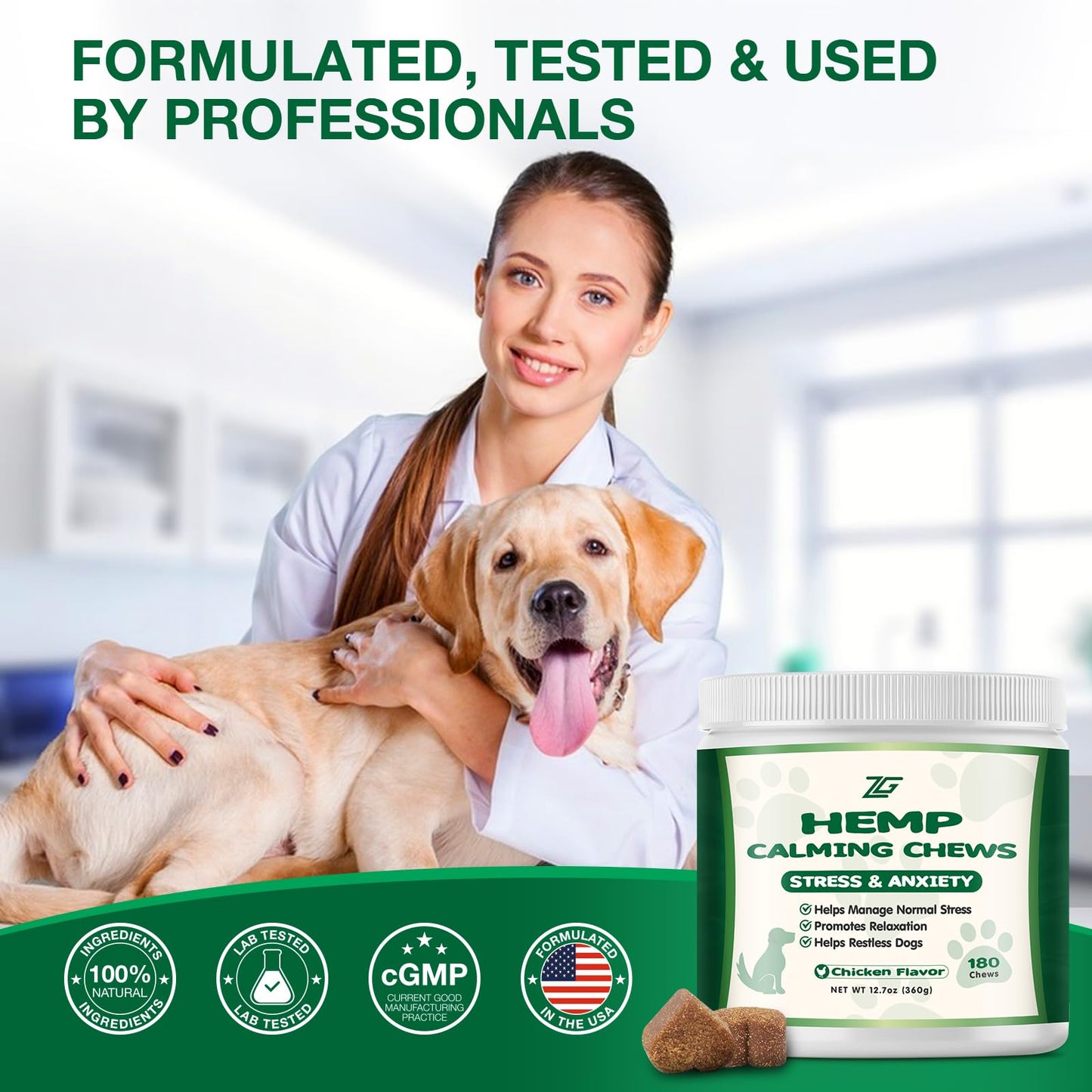 Calming Chews for Dogs - Advanced Hemp Dog Calming Treats Help with Dog Anxiety Relief, Separation, Stress, Barking, Fireworks, Composure - Natural Pet Supplements for Health & Wellness 180 Soft Chews