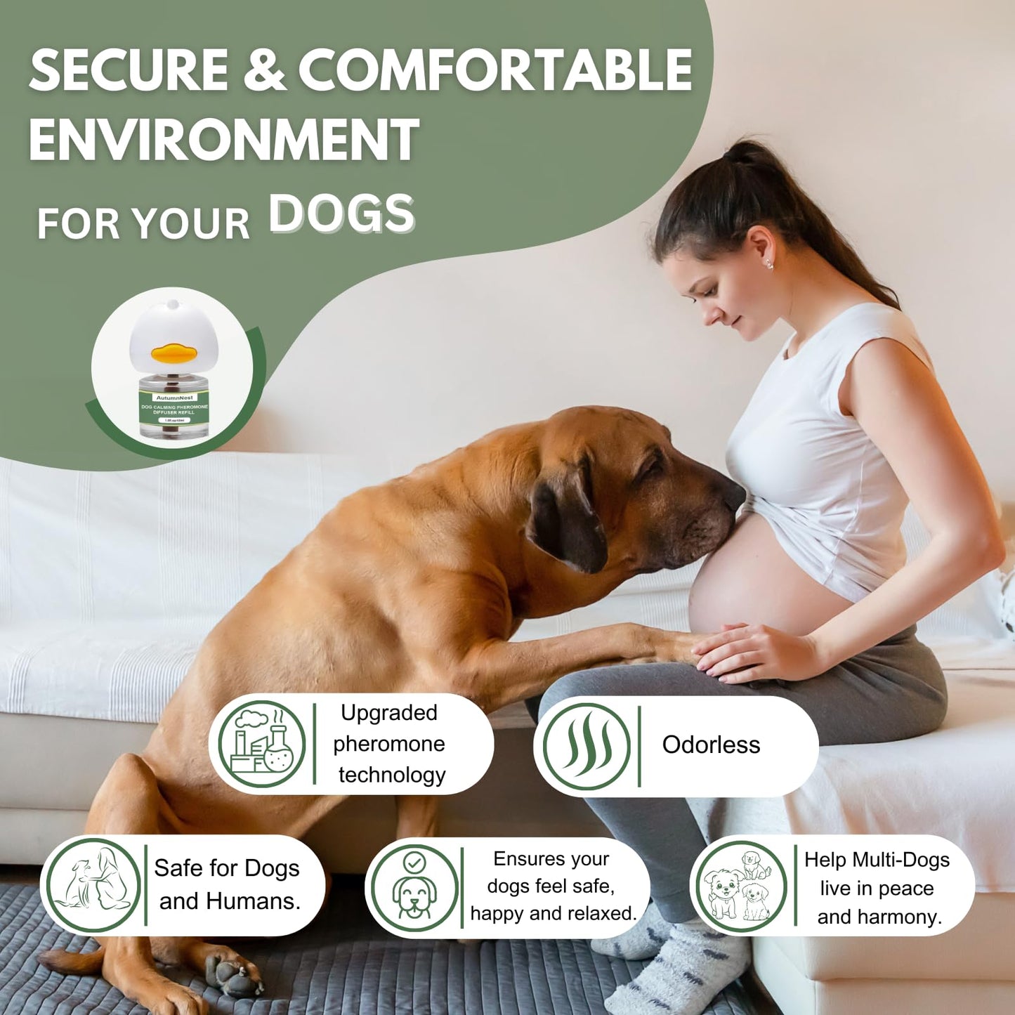 AutumnNest 8-in-1 Dog Calming Diffuser Kit – 2 Plug-Ins + 6 Refills, Pheromone-Based Pet Stress Support, 180-Day Supply, Helps Promote Calm Behavior, Safe & Non-Toxic