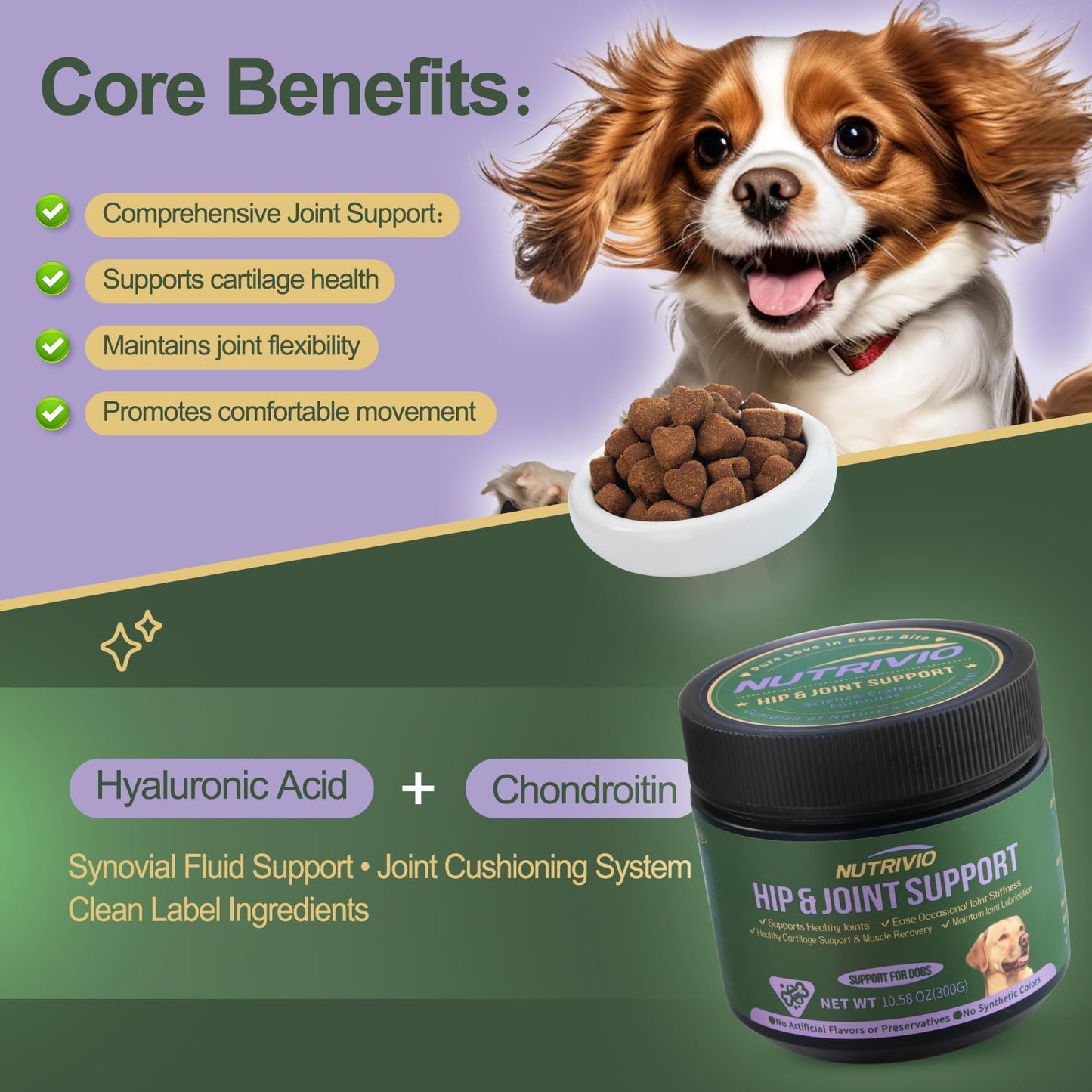 Hip and Joint Supplement for Dogs Chews with Glucosamine HCI, Chondroitin, MSM, Omega-3 & Turmeric – Joint Pain Relief – Large & Small Breed - Mobility Support- Natural Chicken Flavor