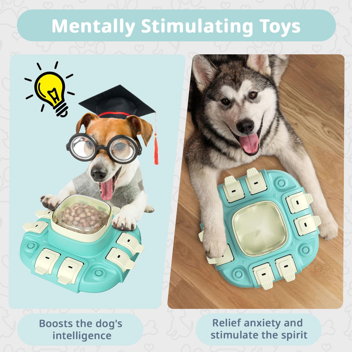 COSOWO Dog Puzzle Toys Treat Dispensing Enrichment Toy for Smart Dogs, Interactive Brain Stimulation Toys for Puppies IQ Training, Slow Feeding Puzzles for Pet with 1 Replacement Cover Blue