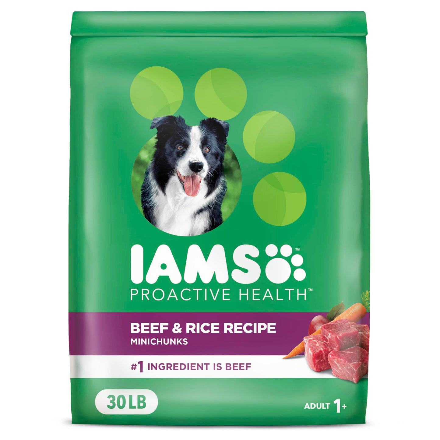 IAMS Proactive Health Adult Dry Dog Food Beef and Rice Recipe, 30 lb. Bag