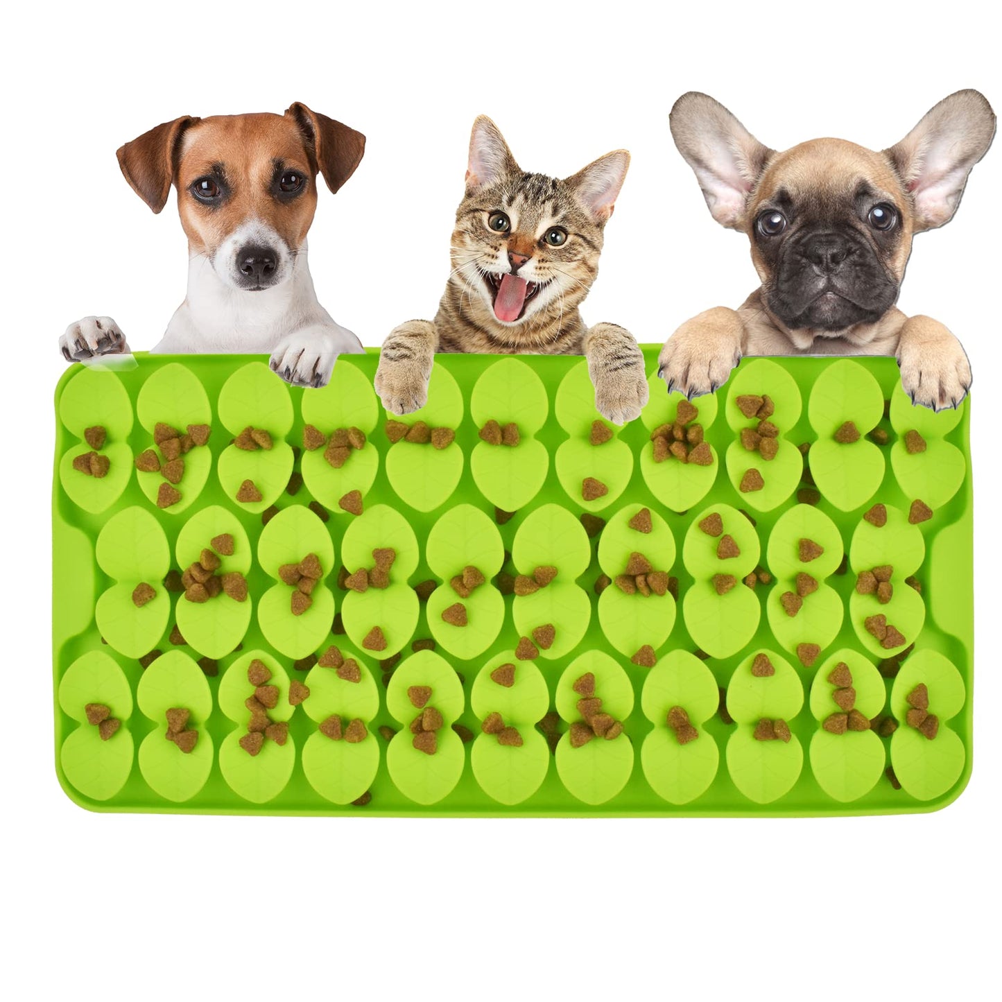 Cdipesp Silicone Snuffle Mat for Dogs Slow Feeder Lick Mat with Suction Cups Dogs Sniff Mat Dogs & Cats Entertainment Toys for Boredom(Green)