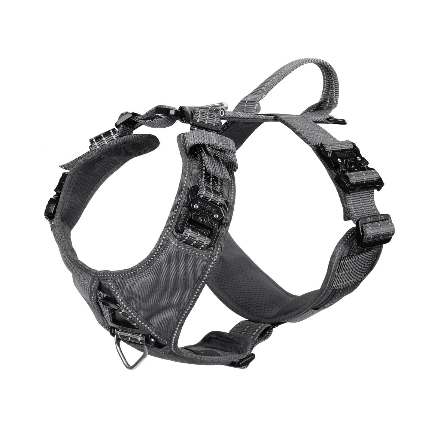 JUSTYEZI Essential Dog Harness with 3 Leash Clips - No-Pull, Adjustable, Comfortable Pet Vest Harness for Small to Large Dogs - Easy On, No Choke, Reflective, Padded Harness for Walking and Training