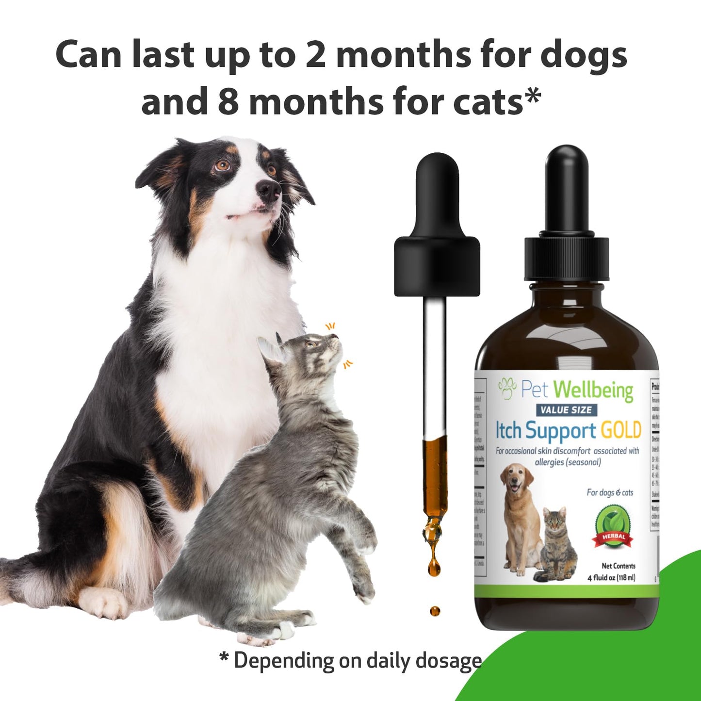 Pet Wellbeing Itch Support Gold for Dogs - Occasional Itching, Scratching, and Hot Spots, Environmental and Seasonal Allergies, Dong Quai - Veterinarian-Formulated Herbal Supplement (4 fl oz (118 ml))