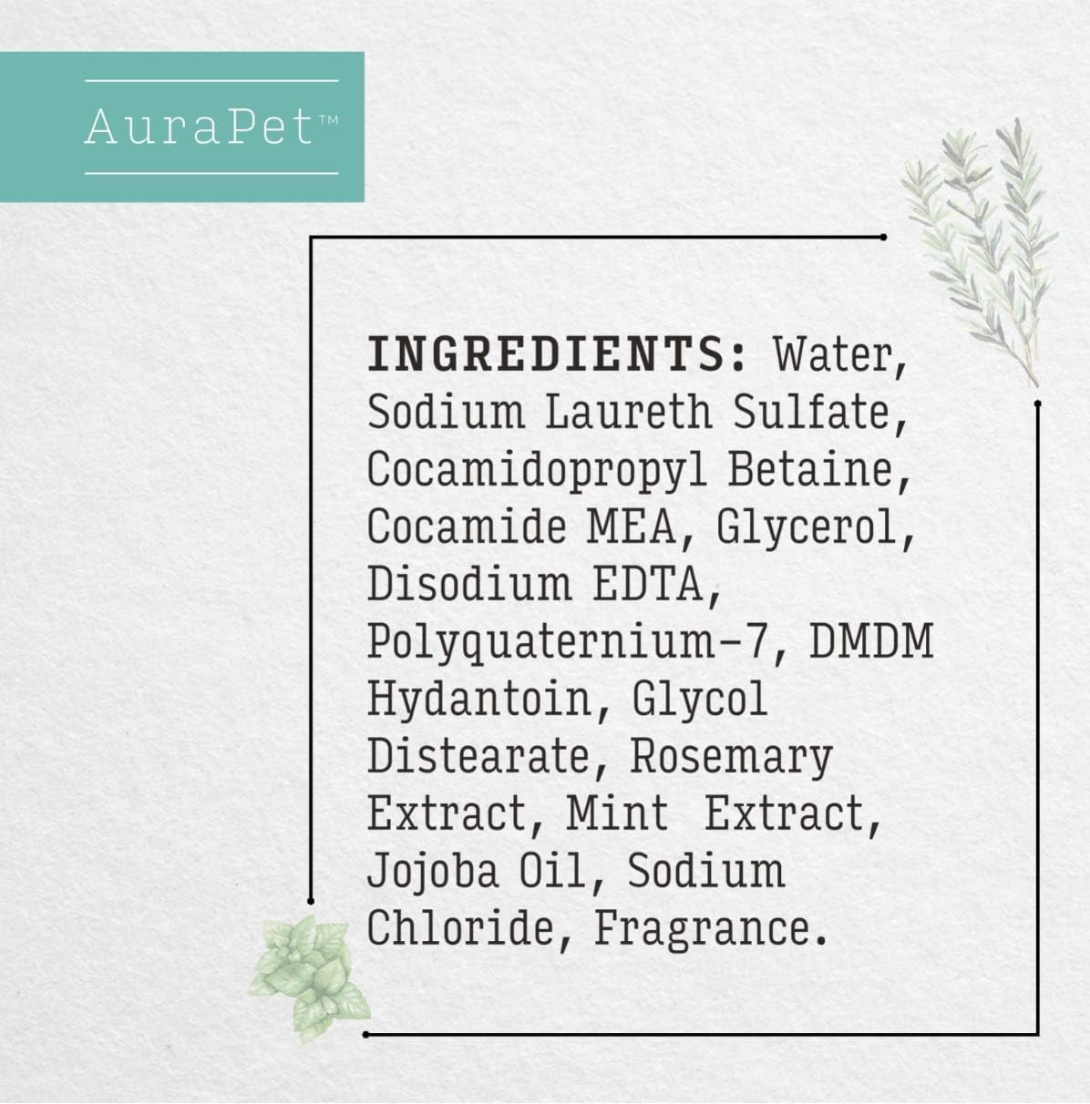 AuraPet Aromatherapy Rosemary Mint Shampoo for Dogs | 8 Oz Pet Shampoo for All Dogs, Great Calming Shampoo for Dogs with Dry, Itchy Skin | Dog Wash, 8 Ounces