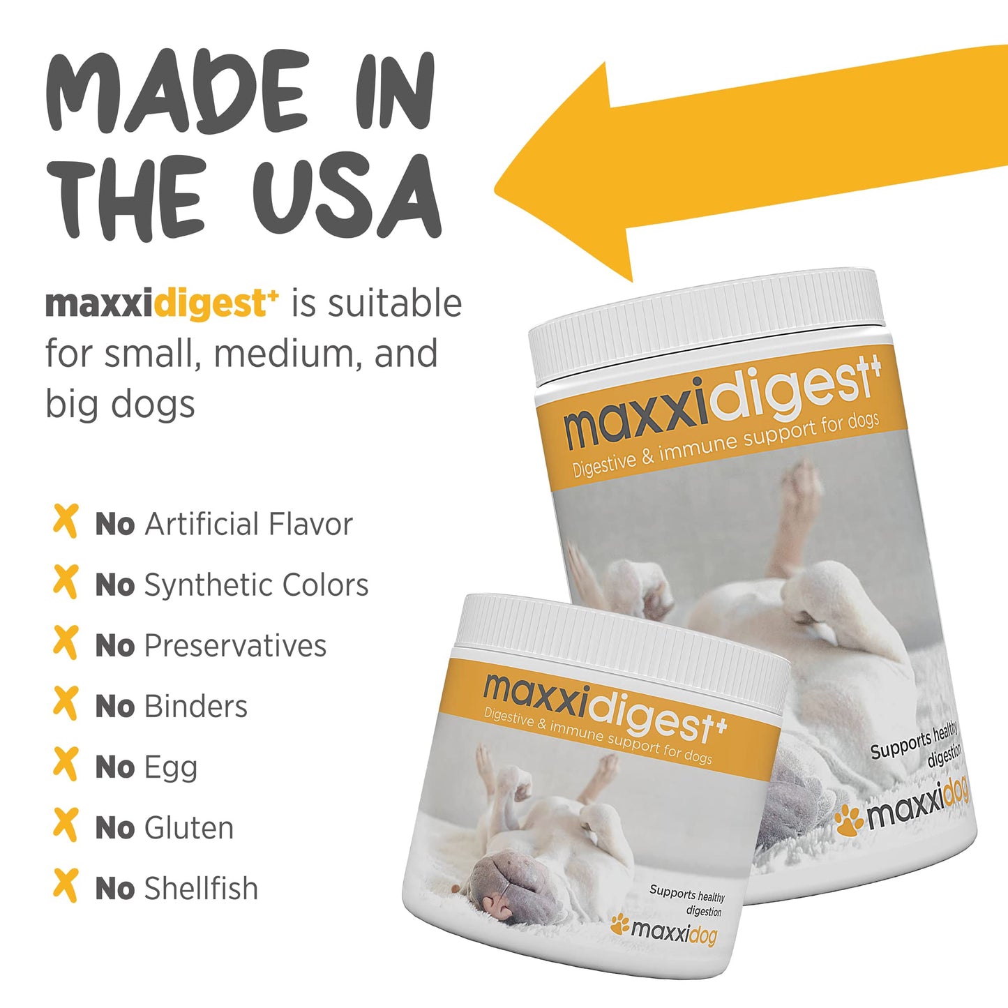 maxxipaws maxxidigest+ Prebiotic & Probiotic for Dogs 13.2oz | Dog Probiotic Powder with Advanced Digestive Enzymes for Gut Health & Immunity | Supports Digestion, Food Sensitivities & Itchy Skin