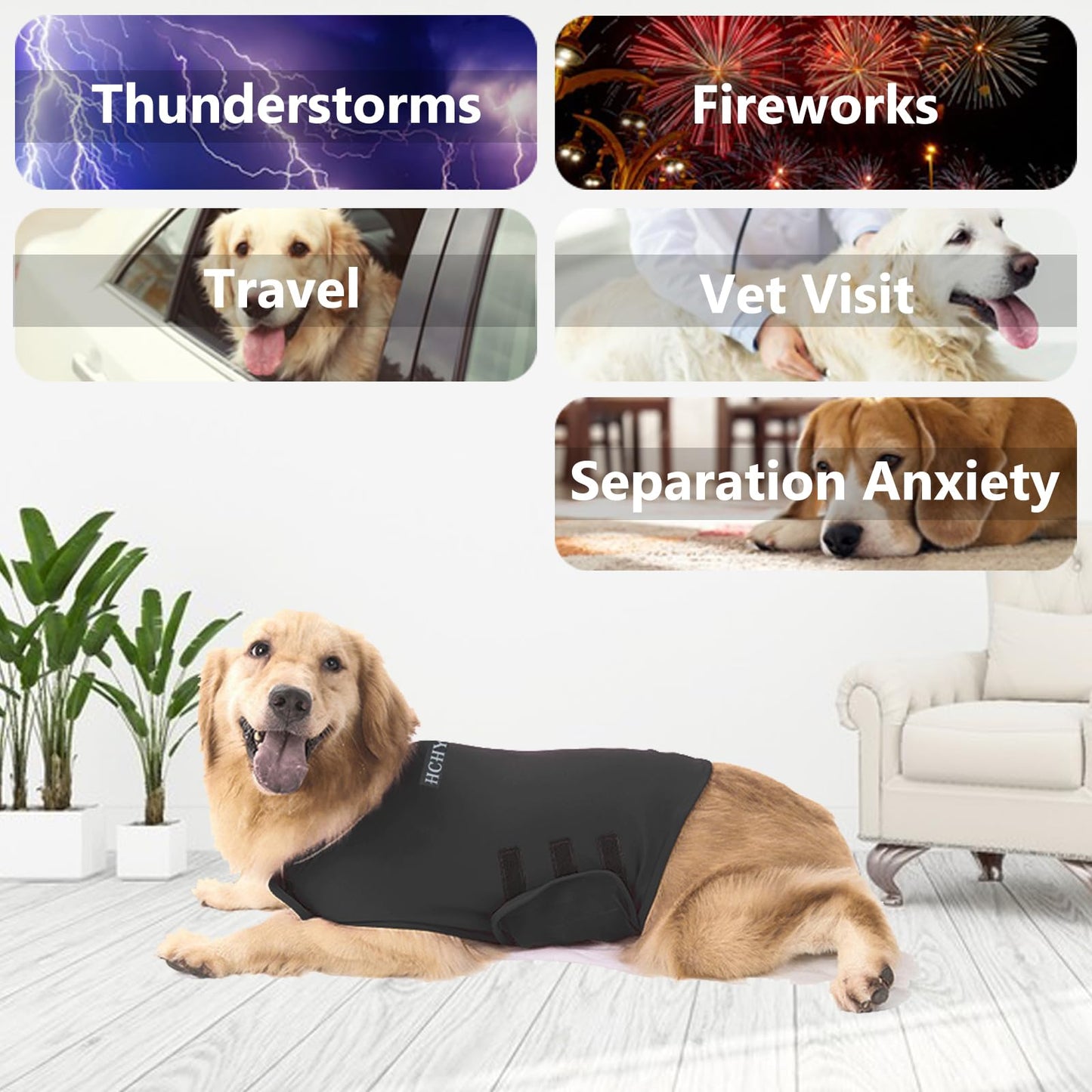 HCHYEY Dog Thunder Vest, First Generation Calming Jacket for Dogs - Dog Shirt for Anxiety, Firework and Separation, Keep Pet Calm Without Medicine & Training, Anti Anxiety Coat for Dogs (Dark Grey, M)