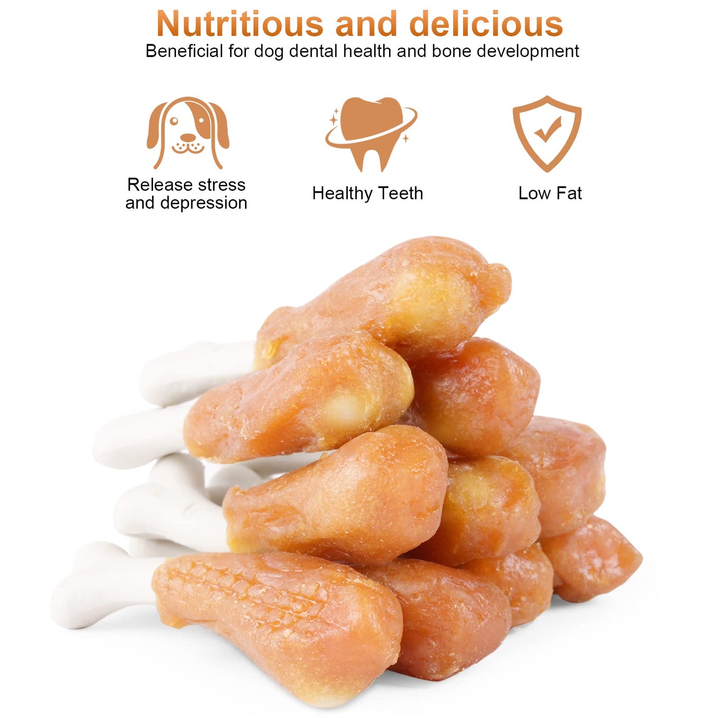 Pawant Chicken Calcium Bone Rawhide Free Dog Treats, Dog Chews Puppy Training Teeth Clean Snacks 0.5lb/227g