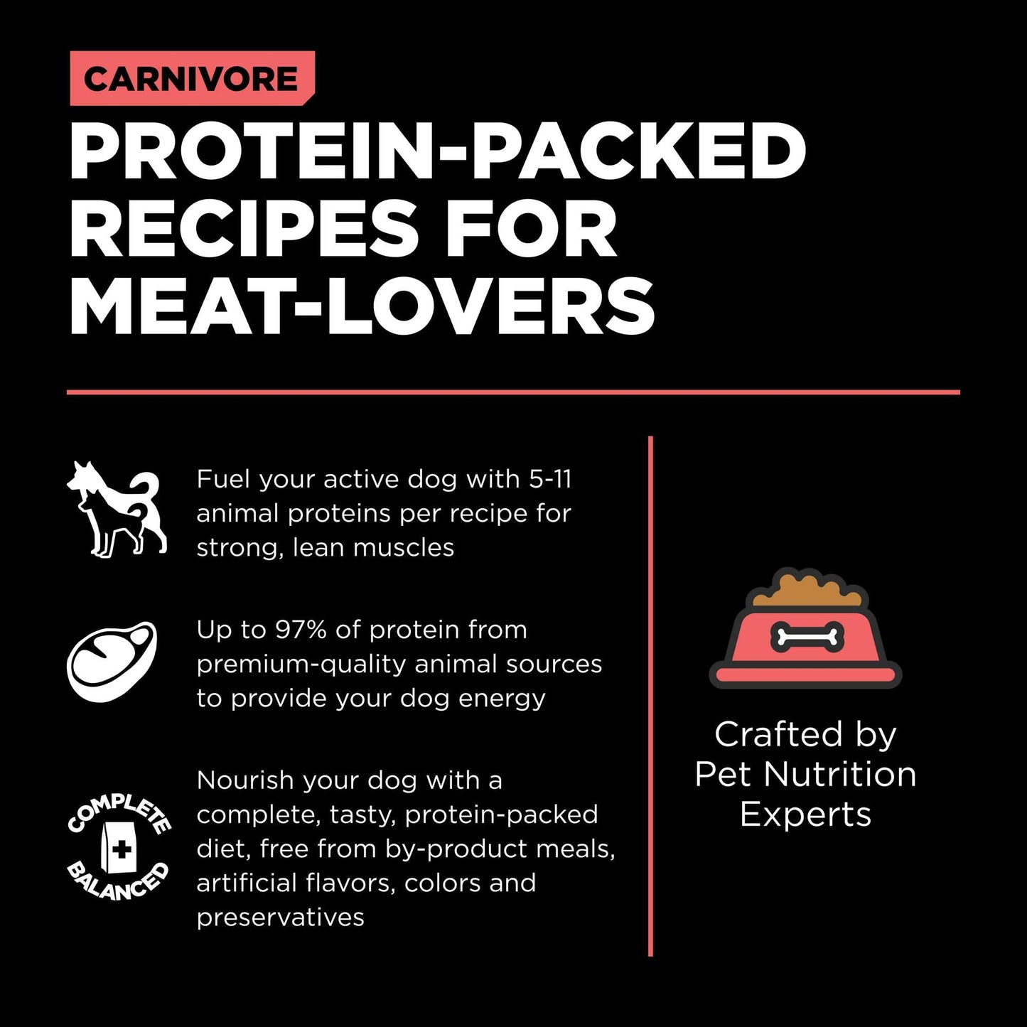 Go! Solutions Carnivore, Grain-Free, Protein Rich Dry Dog Food, Salmon and Cod Recipe, 3.5 lb Bag