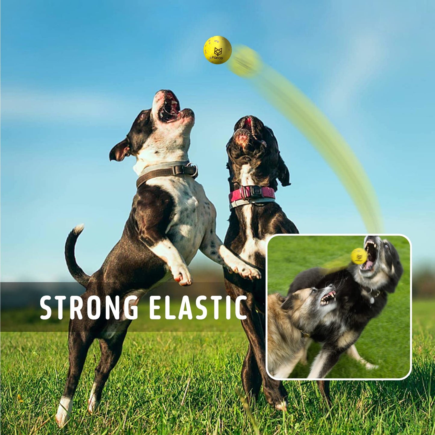 FOFOS Dog Balls Chew Toys Tennis Ball for Aggressive Chewers Teething Molar Toys Water Toy Interactive Fetch Balls Gift Set for Large Medium Dog and Puppies (4 Pack, 2.75 inch)