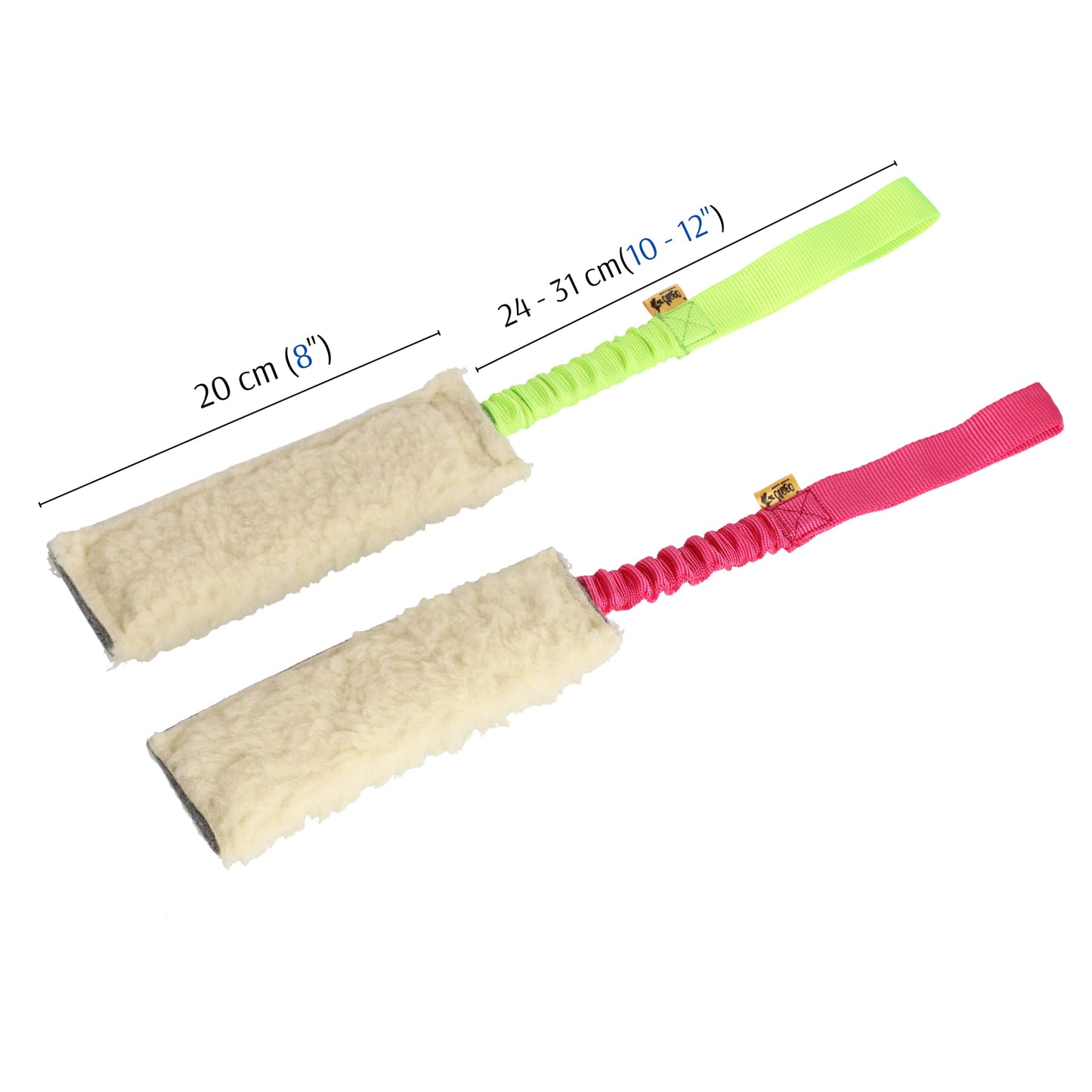 Dingo Woolen 2pack Interactive tug Toys for Dog, Colorful Handle with Bungee Shock Absorber, Natural Soft Toy, for Small Medium and Large Dog’s Breed - tug of war, Agility and Motivation Z30003