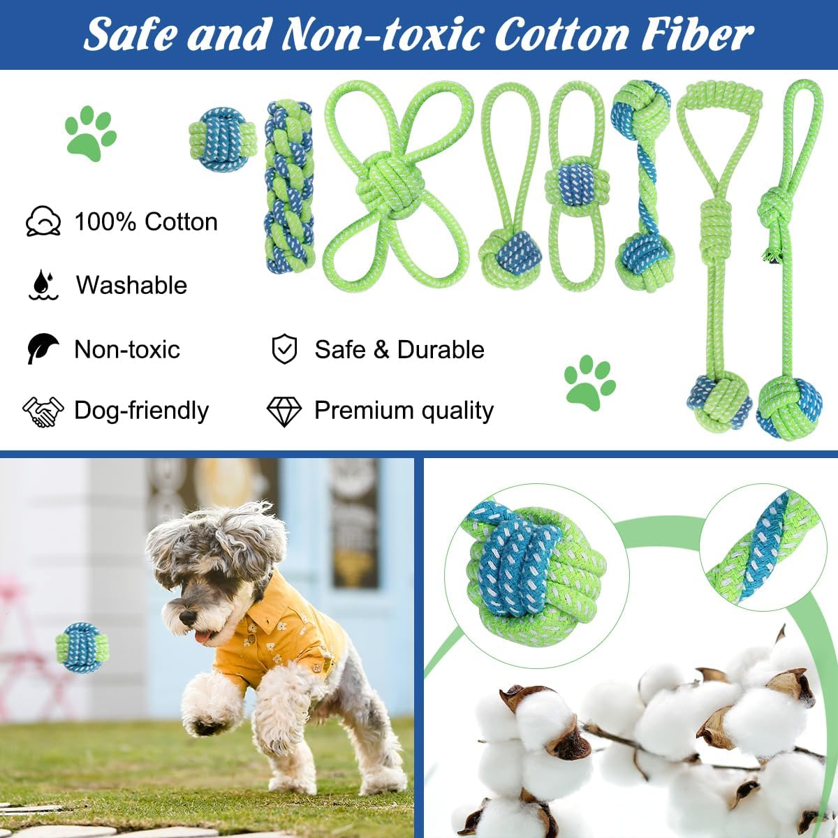 ETACCU 16 Pack Dog Rope Toys for Puppy & Small Dogs ， Puppy Rope Toy for Aggressive Chewers, Indestructible，Keeping Dogs from Being Bored