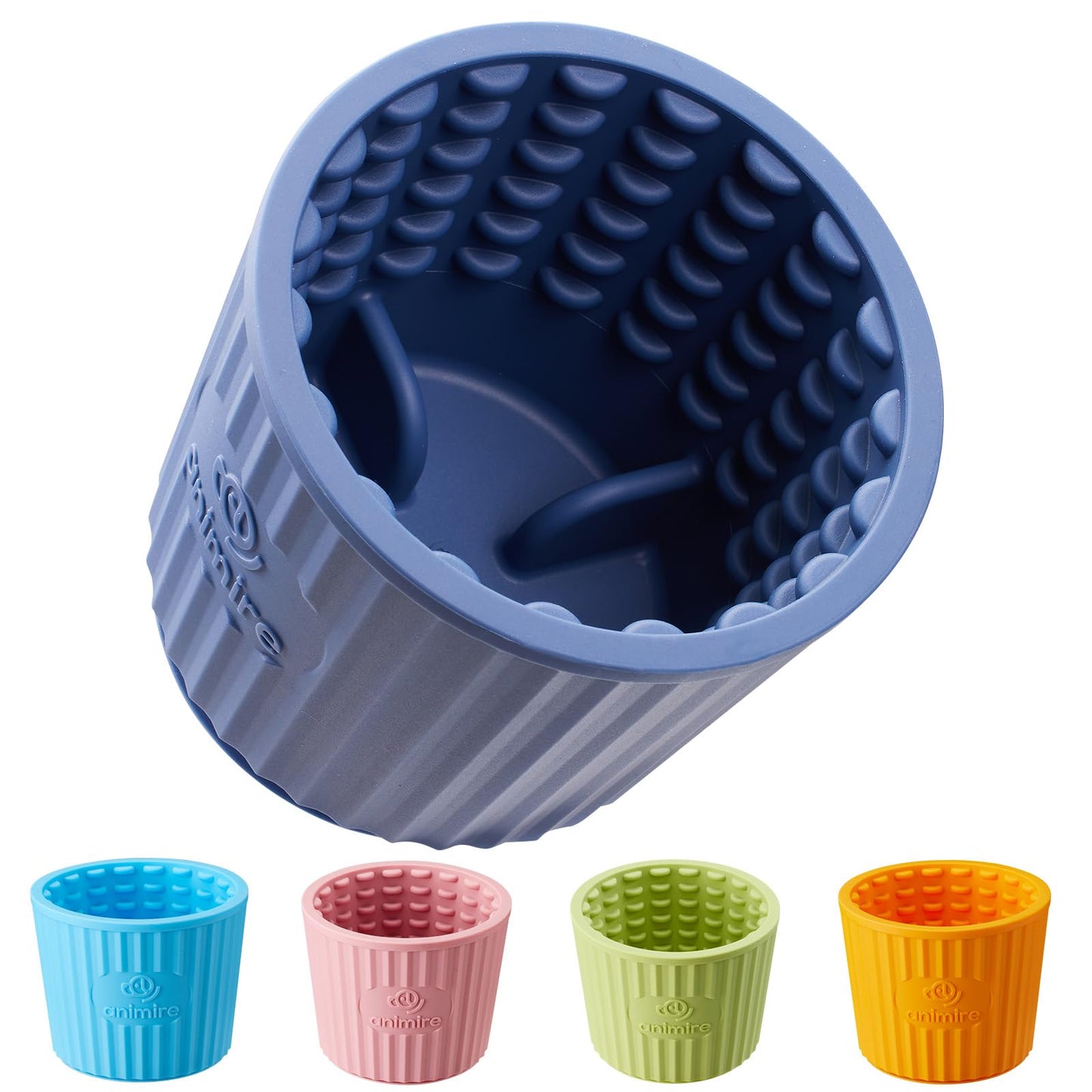 Dog Lick Bowl, Anxiety Relief Dog Licking Mat Freezer Treat Dispenser, Non-Slip Anti-Choking Silicone Slow Feeder Lick Bowl for Small Medium & Large Breed Dogs, BPA Free(Deep Blue,M-L)