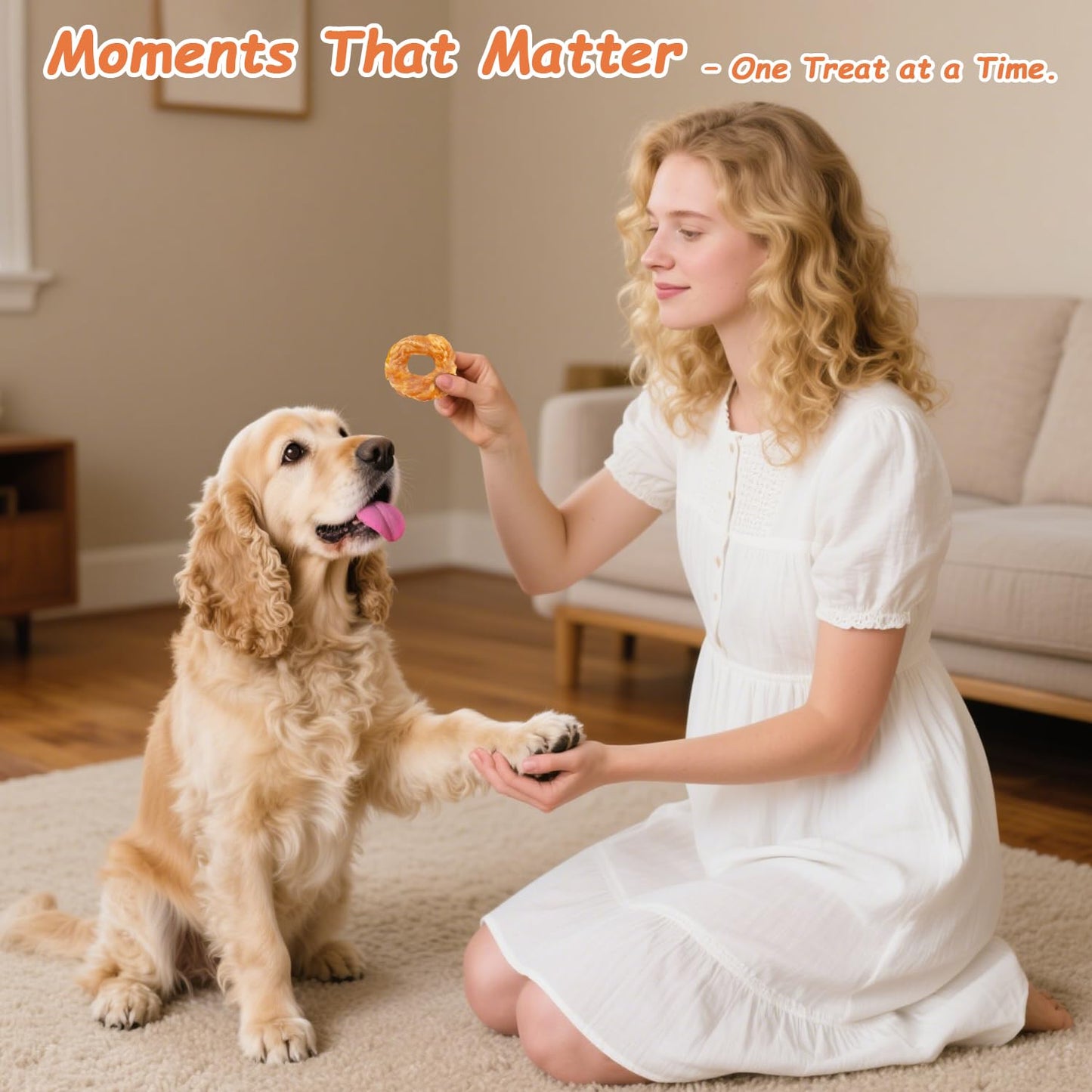 PETPURO Chicken Rings Dog Treats, Real Chicken Jerky Rawhide-Free Soft Chews, Natural High Protein Limited Ingredient Training Snacks for Small Medium Large Dogs, 10.6oz