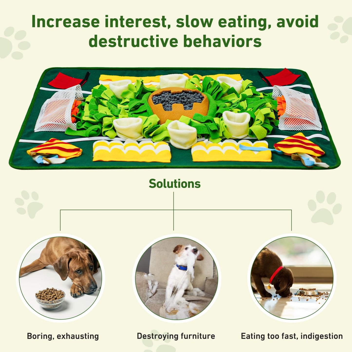 Aipawzz Snuffle Mat for Dogs Large Breed, 24''x32'' Interactive Sniff Mat for Dogs, Slow Feeder Dog Treat Mat for Smell Training and Mental Stimulation, Enrichment Feeding Game for All Breeds (Large)