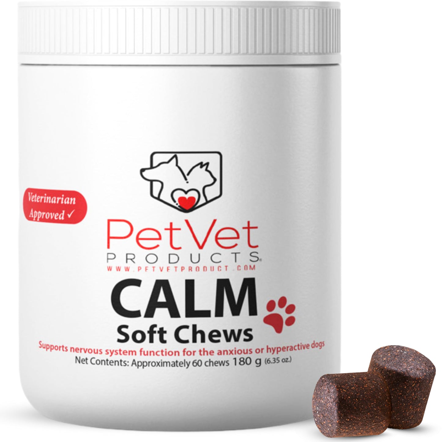 Pet Vet Calming Chews for Dogs – Dog Anxiety Relief (Beef Liver Flavor 60 Chews) – Stress Relief, Dog Supplements for Hyperactive & Anxious Dogs – Dog Anxiety Chews for Relaxation, Dog Care Products