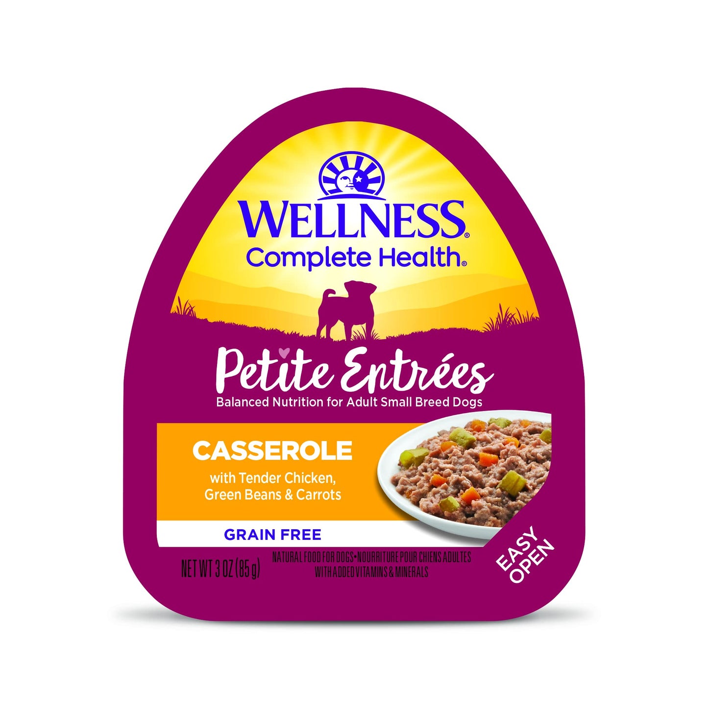 Wellness Petite Entrées Casserole with Tender Chicken, Green Beans & Carrots, 3-Ounce Cup (Pack of 12)