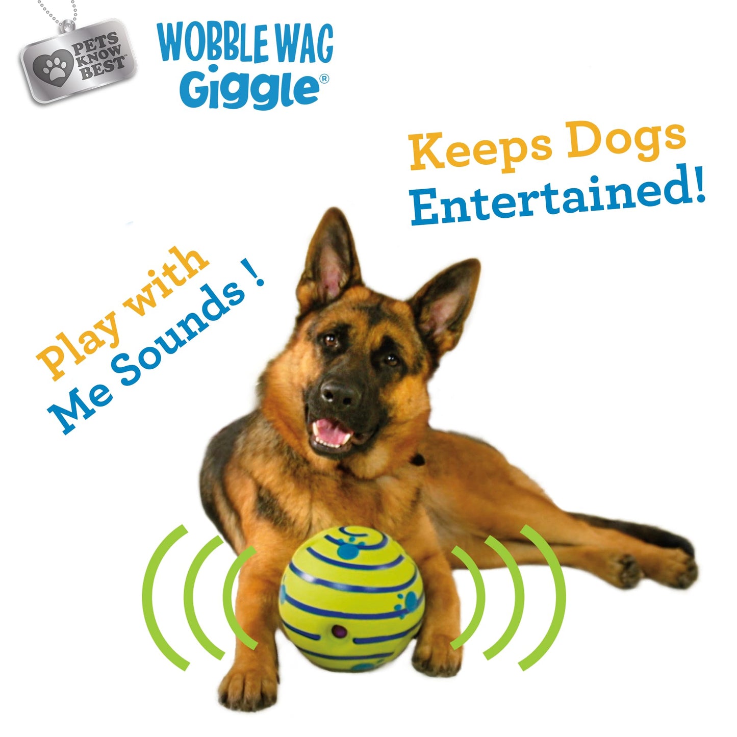 Wobble Wag Giggle Ball | Rolling Enrichment Toy for Fun Playtime, Interactive Play for Indoor or Outdoor, Keeps Dogs & Puppies Large, Medium or Small Busy & Moving, As Seen on TV | Pack of 1