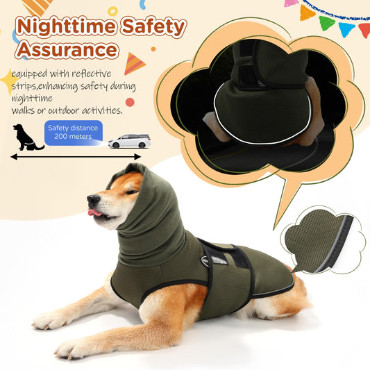 AOOLMOL Dog Anxiety Vest and Coat, Vet Visits and Separation - Keep Pet Calm, Dog Jacket for Thunder, Fireworks, Anti Anxiety Vest for Dogs and Cat Body and Ear