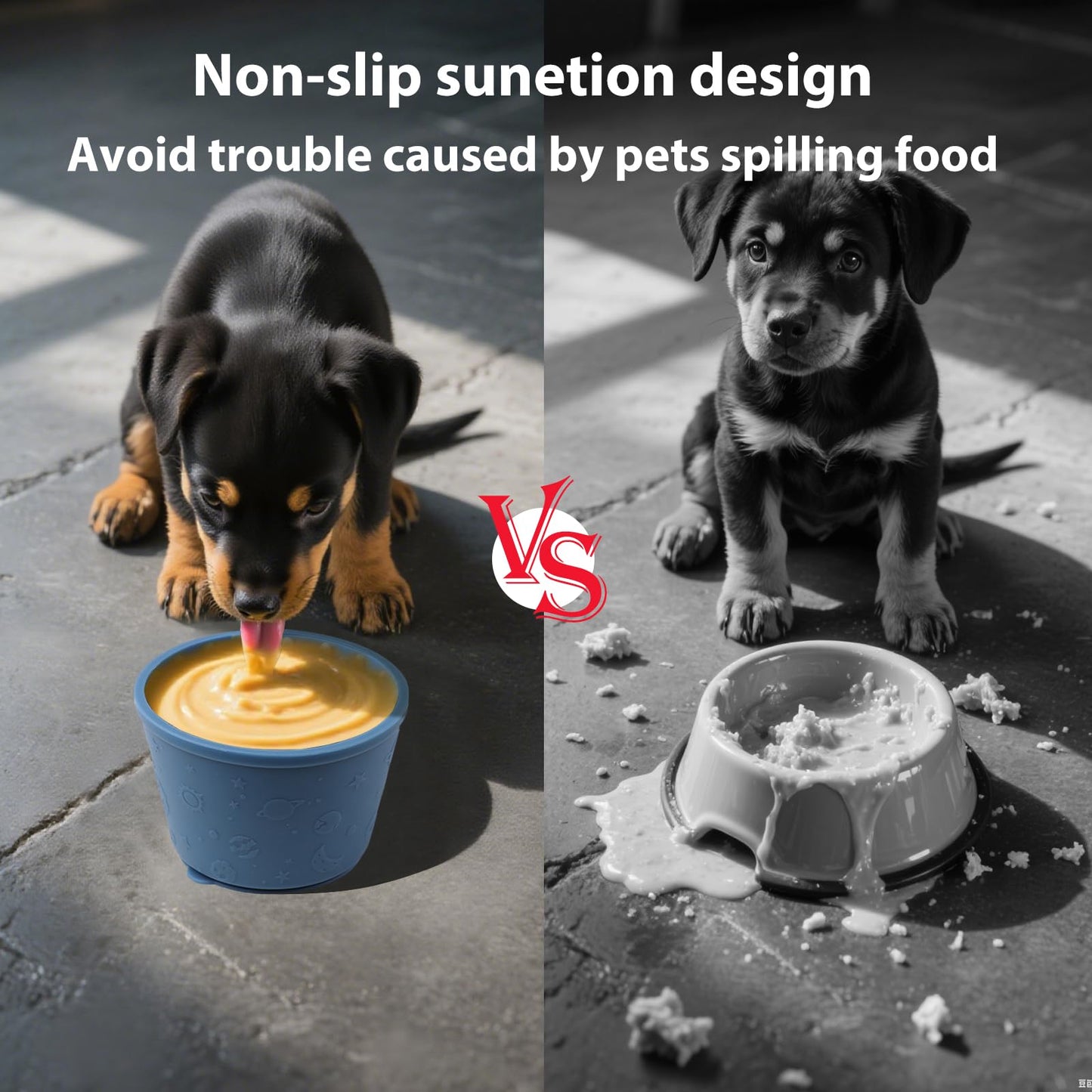 Dog Lick Bowl, Premium Silicone Anxiety Relief Slow Feeder & Treat Dispenser, Non-Slip Lick Mat for Small Medium Large Dogs, BPA Free Oral Health Enrichment Toy, S, Dark Blue